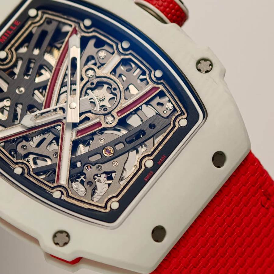 Hochklassige Replica Uhr: Richard Mille, extraflach, RM 67-02 Charles Leclerc Monaco, weiß, Quartz TPT 38.7 × 47,52 mm – Bild 4
