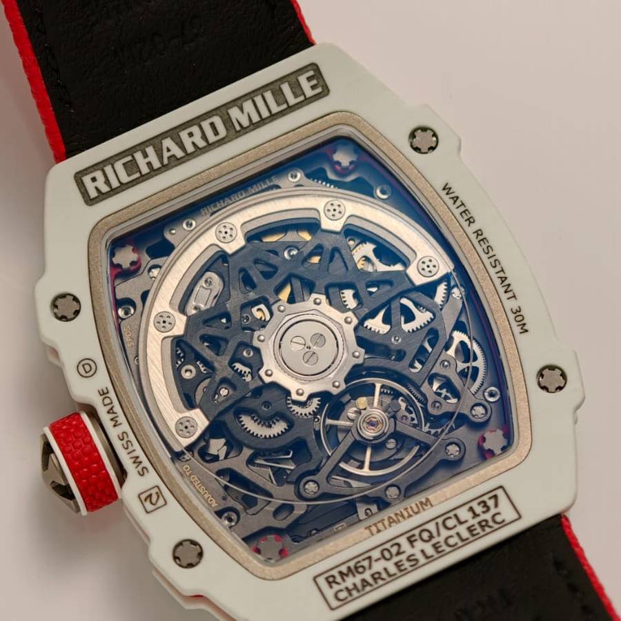 Hochklassige Replica Uhr: Richard Mille, extraflach, RM 67-02 Charles Leclerc Monaco, weiß, Quartz TPT 38.7 × 47,52 mm – Bild 7