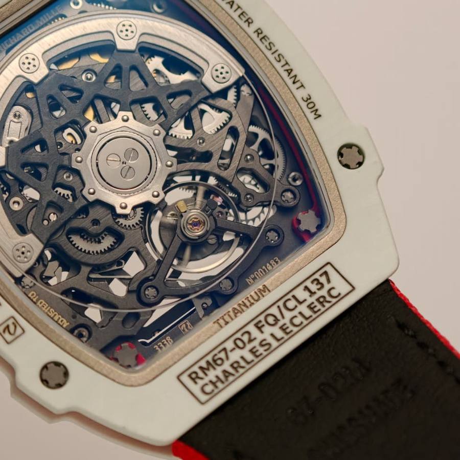Hochklassige Replica Uhr: Richard Mille, extraflach, RM 67-02 Charles Leclerc Monaco, weiß, Quartz TPT 38.7 × 47,52 mm – Bild 9