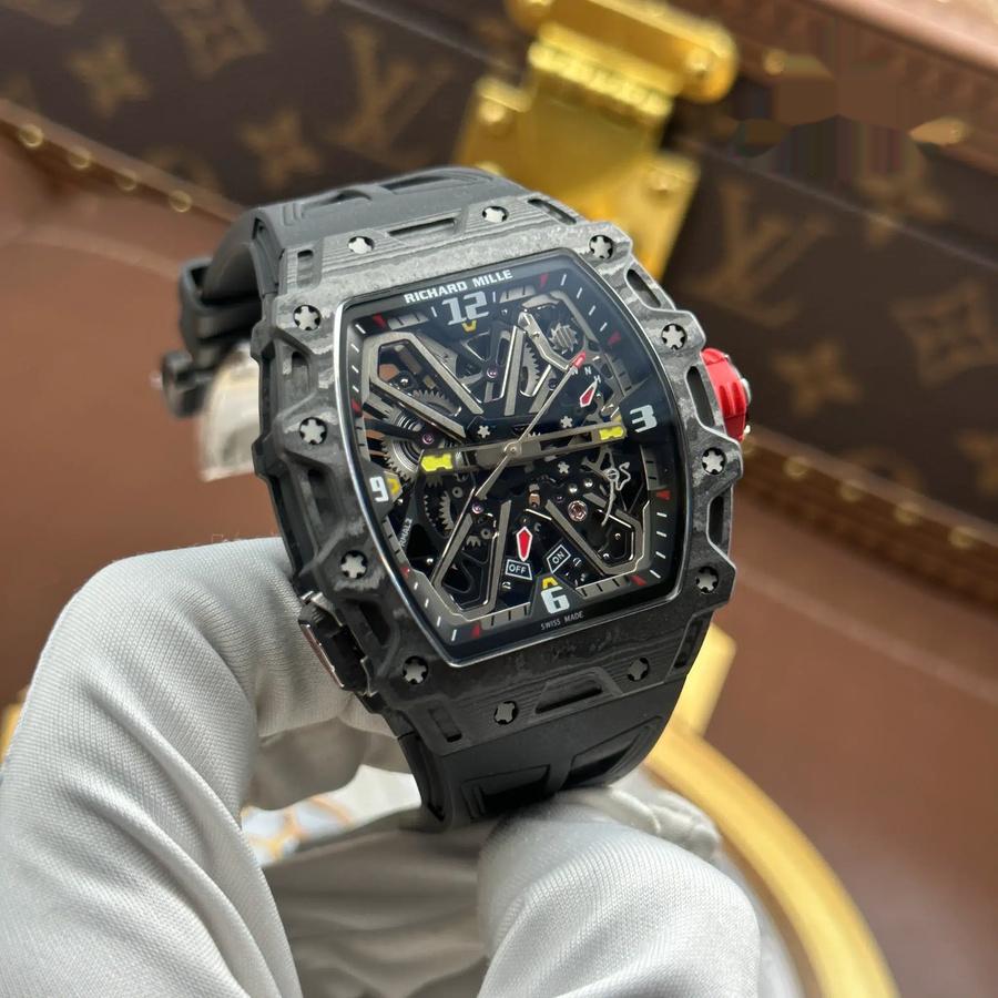 Wertige Replica Uhr: Richard Mille RM 35-03 Rafael Nadal, schwarzes Carbon, 43,2 mm X 50 mm – Bild 3