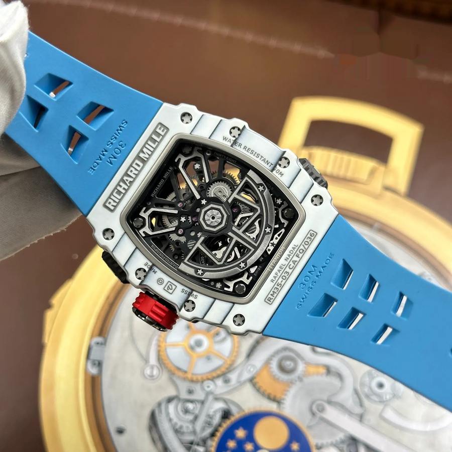 Makellose Replica Uhr: Richard Mille RM 35-03 Rafael Nadal, weiß, Quartz TPT 43,2 mm X 50 mm – Bild 11