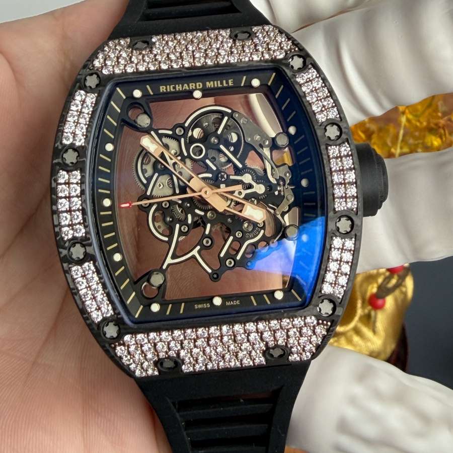 Gefragte Replica Uhr: Richard Mille RM 055, Roségold, individuell gefertigt, Carbon TPT CVD, Diamanten, Vaucher-Uhrwerk, 42,7 mm X 49,9 mm – Bild 3