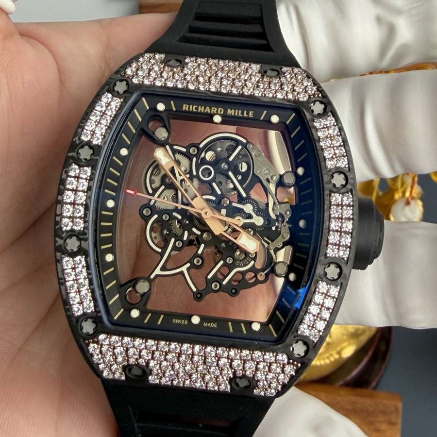 Gefragte Replica Uhr: Richard Mille RM 055, Roségold, individuell gefertigt, Carbon TPT CVD, Diamanten, Vaucher-Uhrwerk, 42,7 mm X 49,9 mm – Bild 4