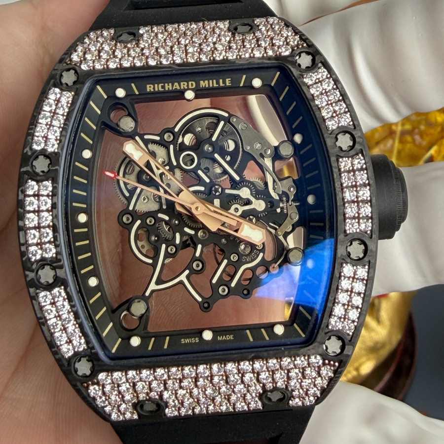 Gefragte Replica Uhr: Richard Mille RM 055, Roségold, individuell gefertigt, Carbon TPT CVD, Diamanten, Vaucher-Uhrwerk, 42,7 mm X 49,9 mm – Bild 5
