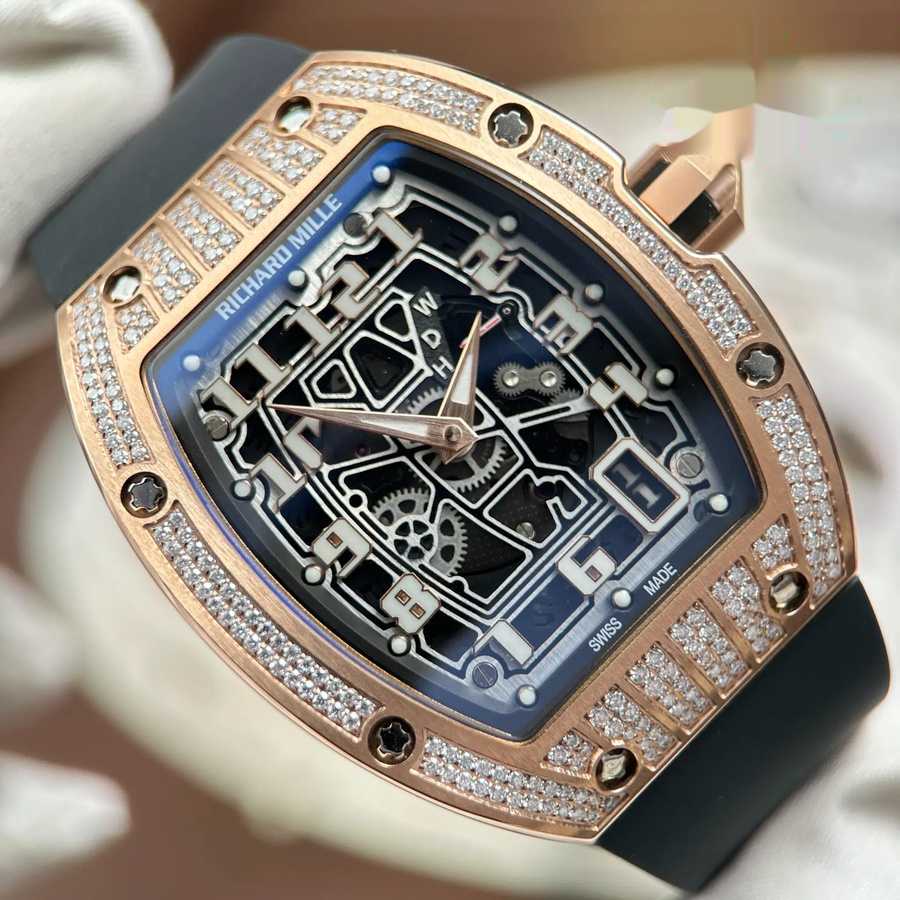 Luxuriös gestaltete Replica Uhr: Richard Mille RM67-01, Roségold, extraflach, mittlerer Steinbesatz, Moissanitbesatz, 38,7 mm X 47,5 mm – Bild 4