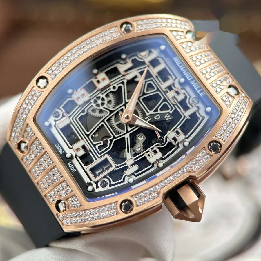 Luxuriös gestaltete Replica Uhr: Richard Mille RM67-01, Roségold, extraflach, mittlerer Steinbesatz, Moissanitbesatz, 38,7 mm X 47,5 mm – Bild 5