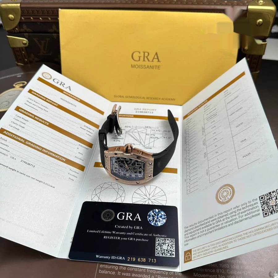 Luxuriös gestaltete Replica Uhr: Richard Mille RM67-01, Roségold, extraflach, mittlerer Steinbesatz, Moissanitbesatz, 38,7 mm X 47,5 mm – Bild 6