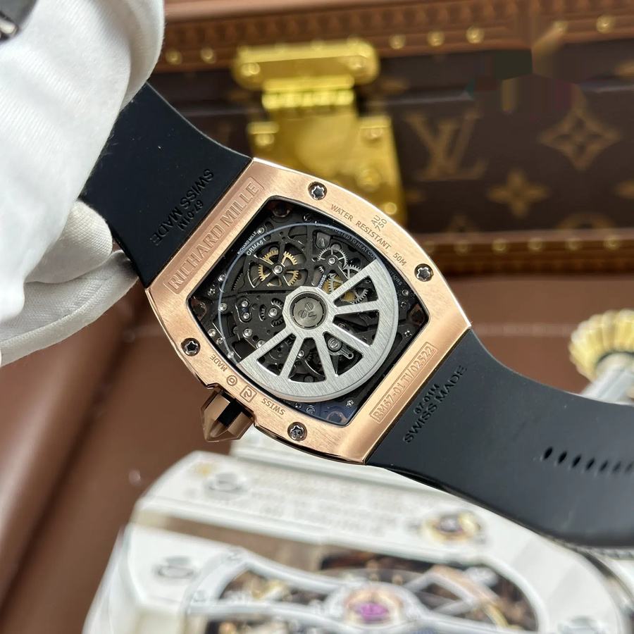Luxuriös gestaltete Replica Uhr: Richard Mille RM67-01, Roségold, extraflach, mittlerer Steinbesatz, Moissanitbesatz, 38,7 mm X 47,5 mm – Bild 13