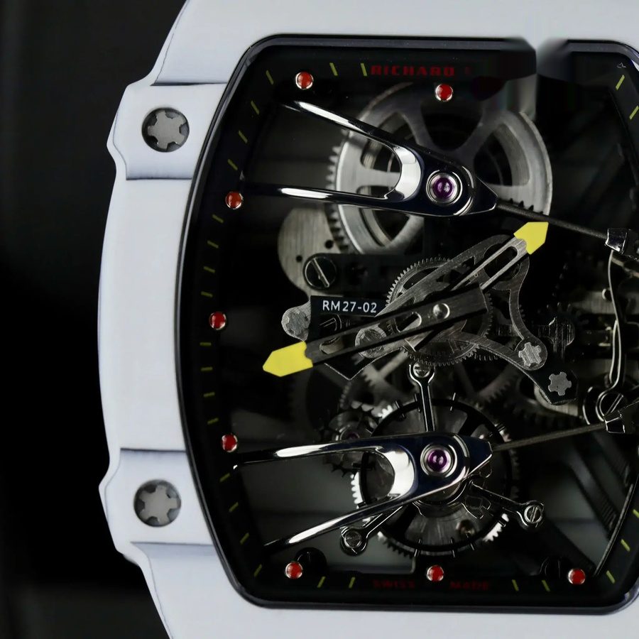 Prestigeträchtige Replica Uhr: Richard Mille RM 27-02 Rafael Nadal, Tourbillon, weißes Carbon, Fiber 39.7 × 47,7 mm – Bild 6
