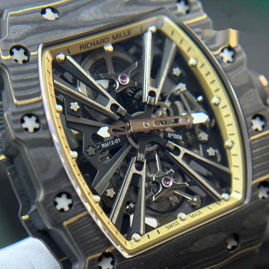 Seltene Replica Uhr: Richard Mille RM 12-01, Tourbillon, NTPT, Carbon, limitierte Edition, 48 mm X 39,30 mm – Bild 5