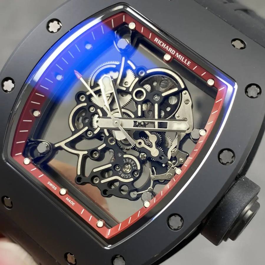 Bemerkenswerte Replica Uhr: Richard Mille RM 055 Bubba Watson, rot, Antrieb, Americas, limitierte Edition, Vaucher-Uhrwerk, 42.7 × 49,9 mm – Bild 3