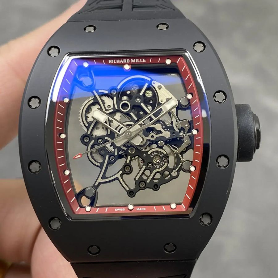 Bemerkenswerte Replica Uhr: Richard Mille RM 055 Bubba Watson, rot, Antrieb, Americas, limitierte Edition, Vaucher-Uhrwerk, 42.7 × 49,9 mm – Bild 4