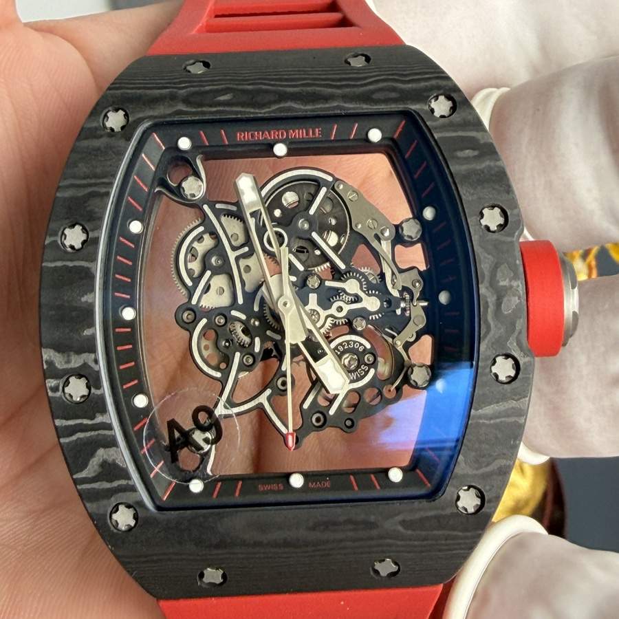 Besondere Replica Uhr: Richard Mille RM 055 Bubba Watson, dunkel, Carbon NTPT, Vaucher-Uhrwerk, 42,7 mm X 49,9 mm – Bild 5