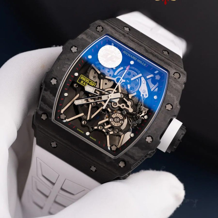 Zeitlose Replica Uhr: Richard Mille RM 35-02 Rafael Nadal, schwarz, Carbon TPT, weiß, Kautschukarmband, ZF 49,94 mm X 44,5 mm – Bild 3