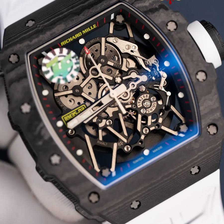 Zeitlose Replica Uhr: Richard Mille RM 35-02 Rafael Nadal, schwarz, Carbon TPT, weiß, Kautschukarmband, ZF 49,94 mm X 44,5 mm – Bild 4