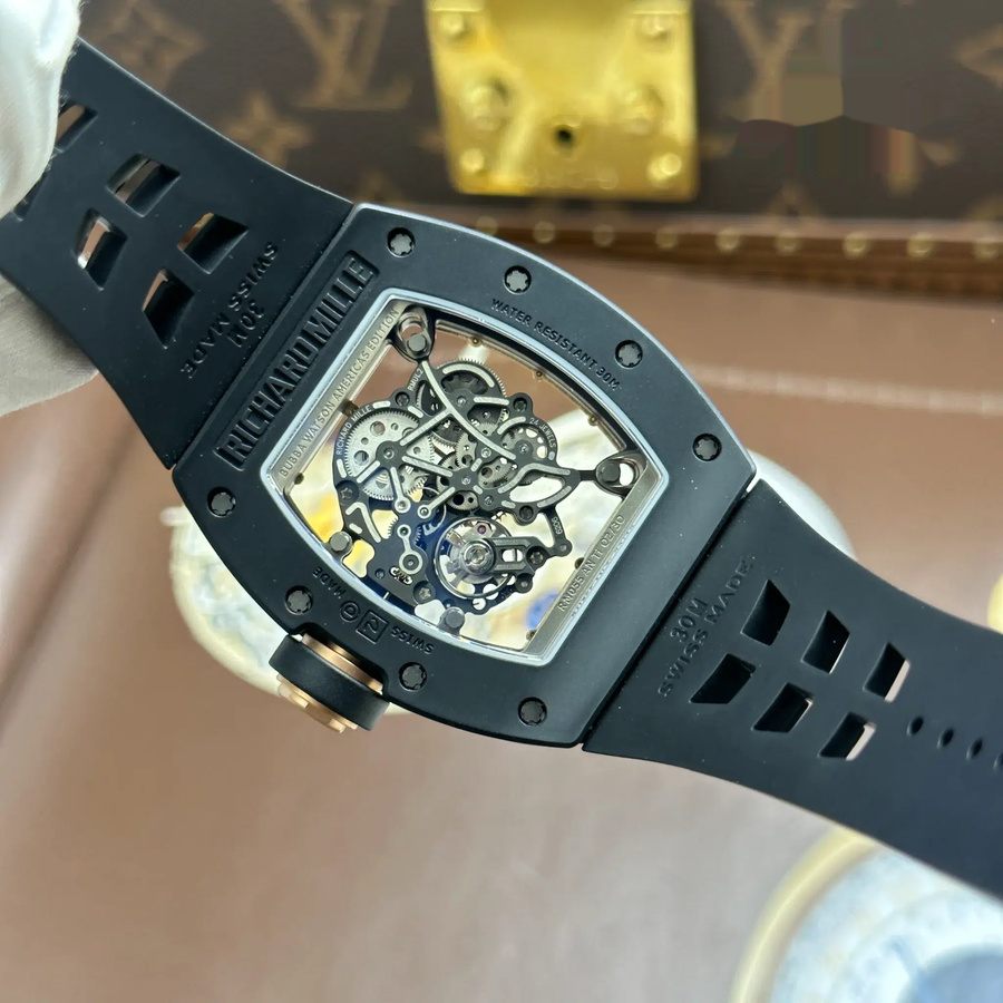 Preislich überzeugende Replica Uhr: Richard Mille RM 055 Bubba Watson, schwarze Keramik, Asien, Edition, schwarzes Kautschukarmband, ZF 42,7 mm – Bild 10