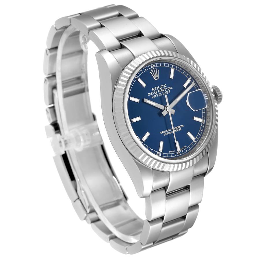 Besondere Replica Herrenuhr: Rolex Datejust, Edelstahl/Weißgold, blaues Zifferblatt, Roulette-Datumsscheibe, 116234 – Bild 3