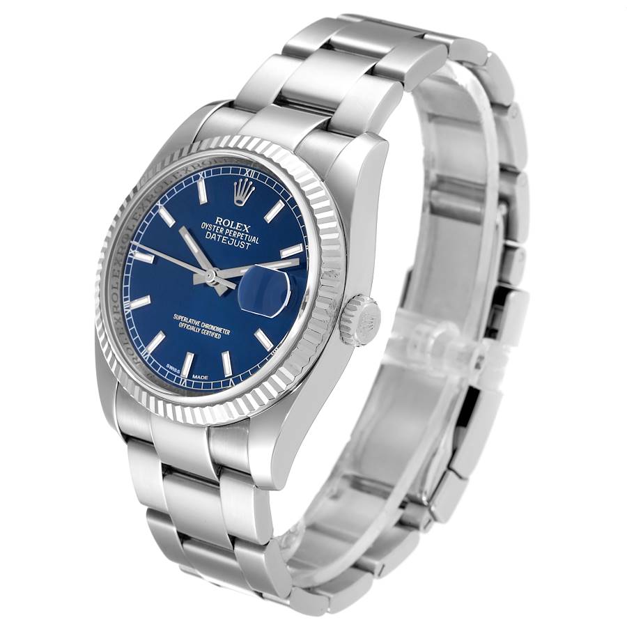 Besondere Replica Herrenuhr: Rolex Datejust, Edelstahl/Weißgold, blaues Zifferblatt, Roulette-Datumsscheibe, 116234 – Bild 4