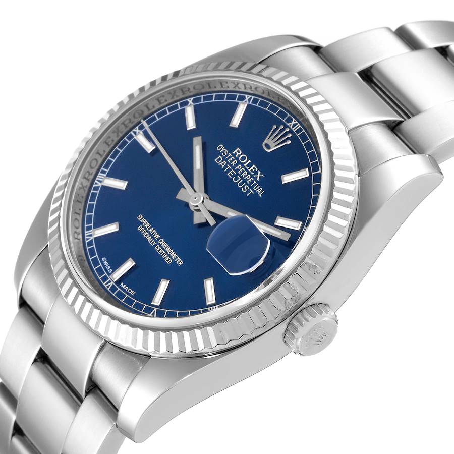 Besondere Replica Herrenuhr: Rolex Datejust, Edelstahl/Weißgold, blaues Zifferblatt, Roulette-Datumsscheibe, 116234 – Bild 5