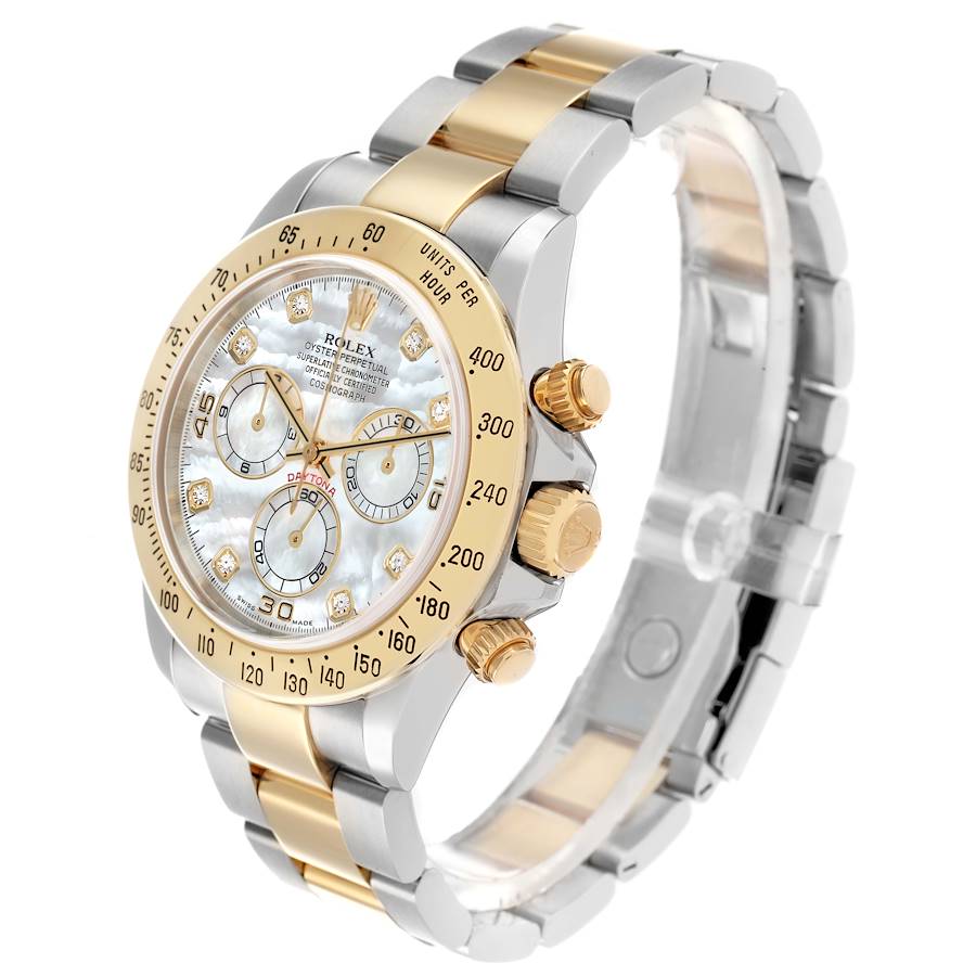 Langlebige Replica Herrenuhr: Rolex Daytona, Edelstahl/Gelbgold, Perlmuttzifferblatt mit Diamanten, 116523 – Bild 3