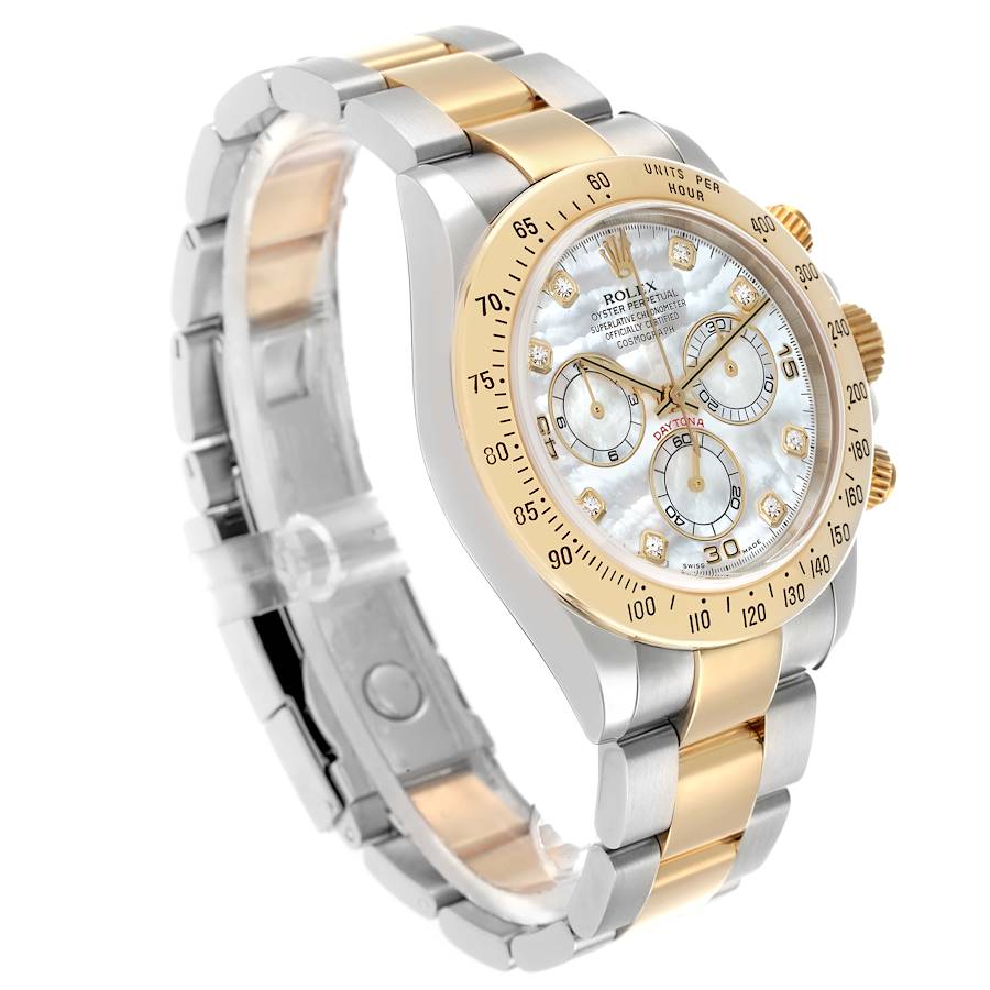 Langlebige Replica Herrenuhr: Rolex Daytona, Edelstahl/Gelbgold, Perlmuttzifferblatt mit Diamanten, 116523 – Bild 4