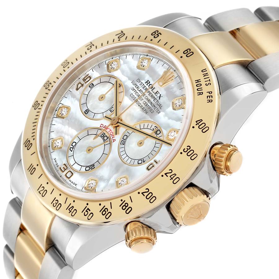 Langlebige Replica Herrenuhr: Rolex Daytona, Edelstahl/Gelbgold, Perlmuttzifferblatt mit Diamanten, 116523 – Bild 5