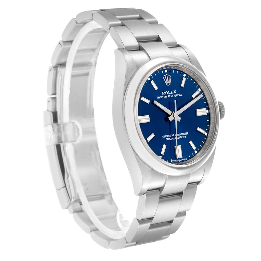 Erlesene Replica Herrenuhr: Rolex Oyster Perpetual, blaues Zifferblatt, Edelstahl, 126000 – Bild 3