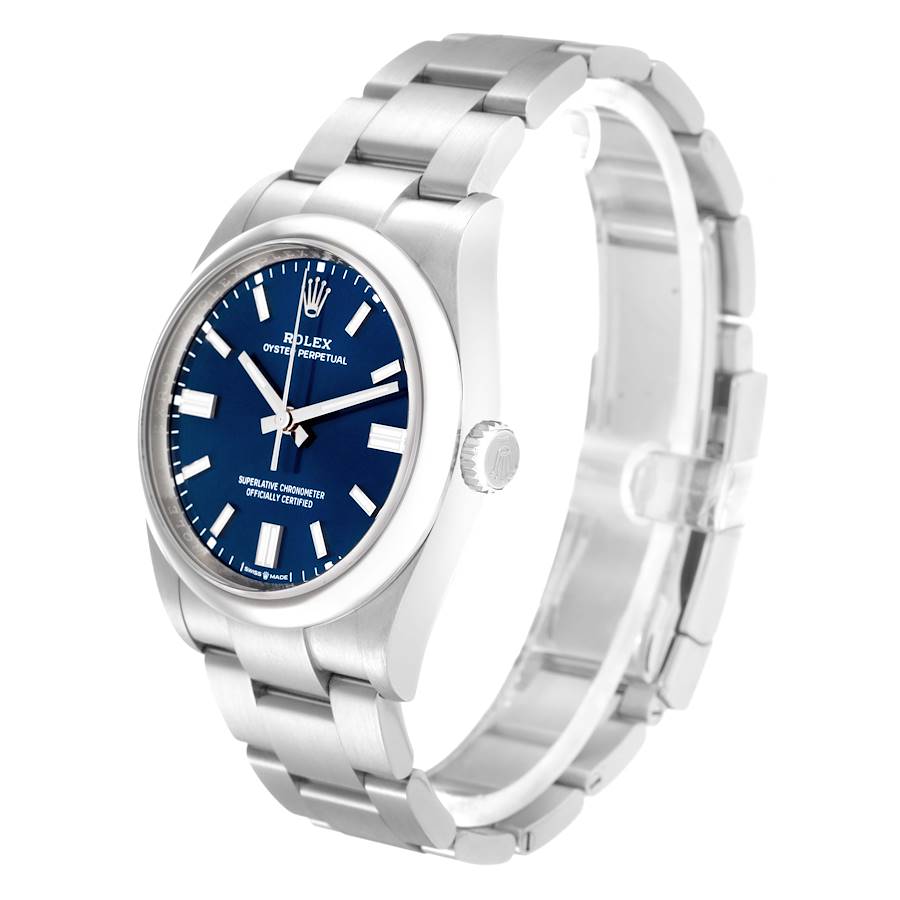 Erlesene Replica Herrenuhr: Rolex Oyster Perpetual, blaues Zifferblatt, Edelstahl, 126000 – Bild 4