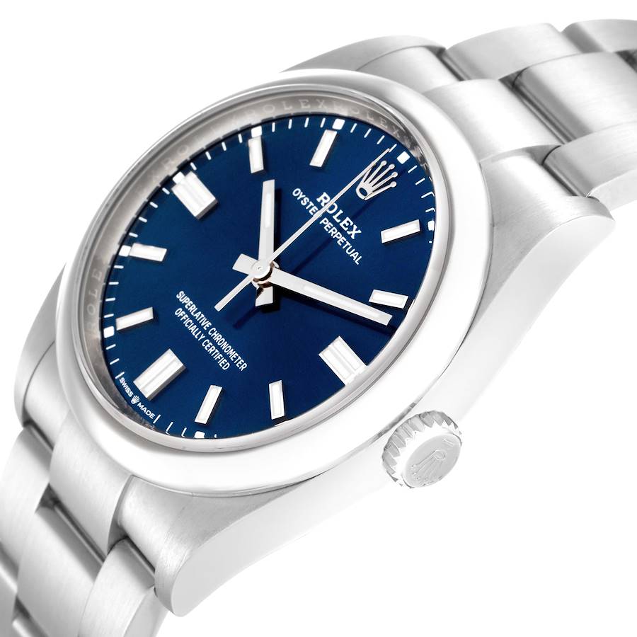 Erlesene Replica Herrenuhr: Rolex Oyster Perpetual, blaues Zifferblatt, Edelstahl, 126000 – Bild 5