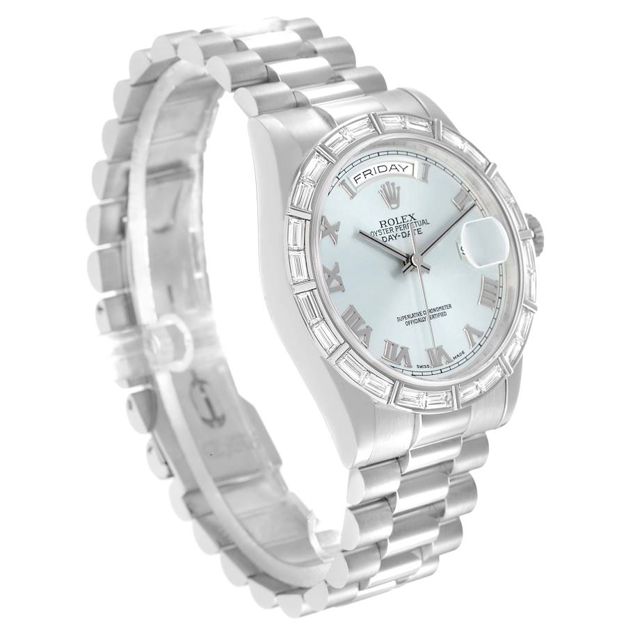 Neueste Replica Herrenuhr: Rolex President Day-Date, Platin, eisblaues Zifferblatt, 118366 – Bild 4
