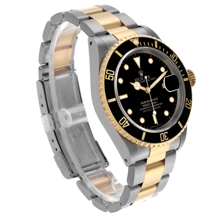 Glamouröse Replica Herrenuhr: Rolex Submariner, Edelstahl/Gelbgold, schwarzes Zifferblatt, 16613 – Bild 3