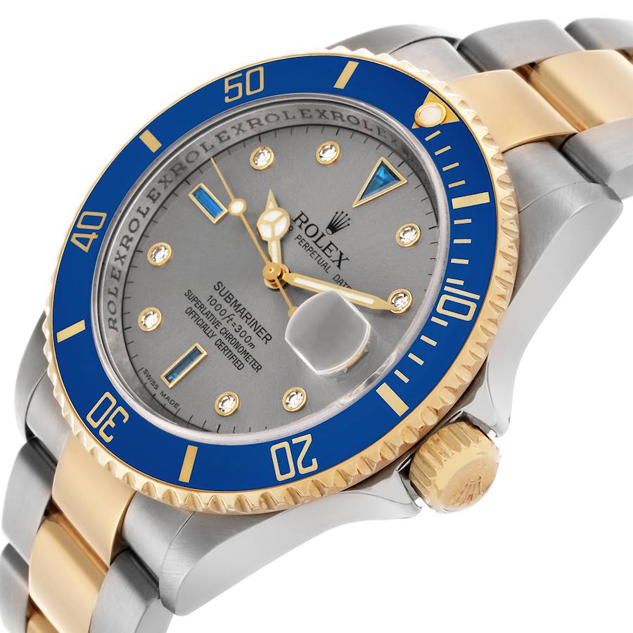Klassische Replica Herrenuhr: Rolex Submariner, Edelstahl/Gelbgold, Diamanten, Serti, Zifferblatt, 16613 – Bild 5