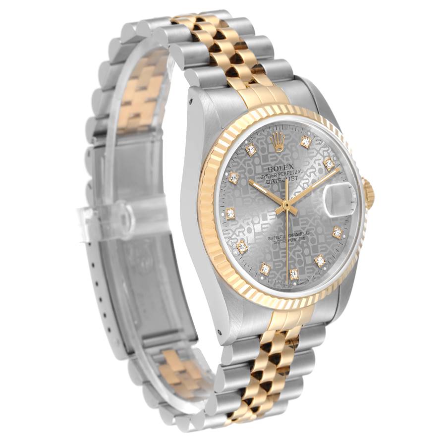 Kaufenswerte Replica Uhr: Rolex Datejust 36 mm, Edelstahl/Gelbgold, Zifferblatt mit Diamanten, 16233 – Bild 3