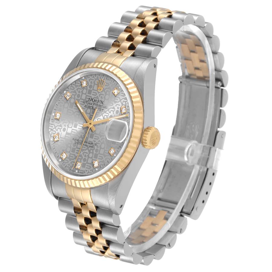 Kaufenswerte Replica Uhr: Rolex Datejust 36 mm, Edelstahl/Gelbgold, Zifferblatt mit Diamanten, 16233 – Bild 4