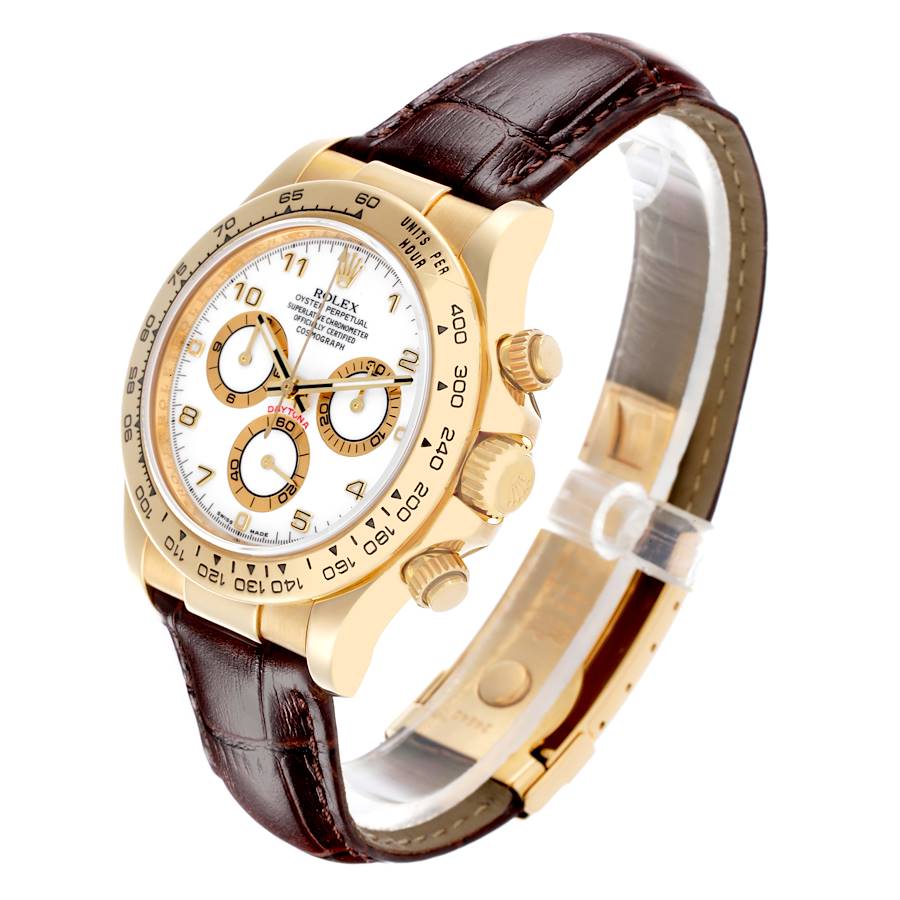 Neue Replica Herrenuhr: Rolex Daytona, Gelbgold, weißes Zifferblatt, braun, Armband, 116518 – Bild 4