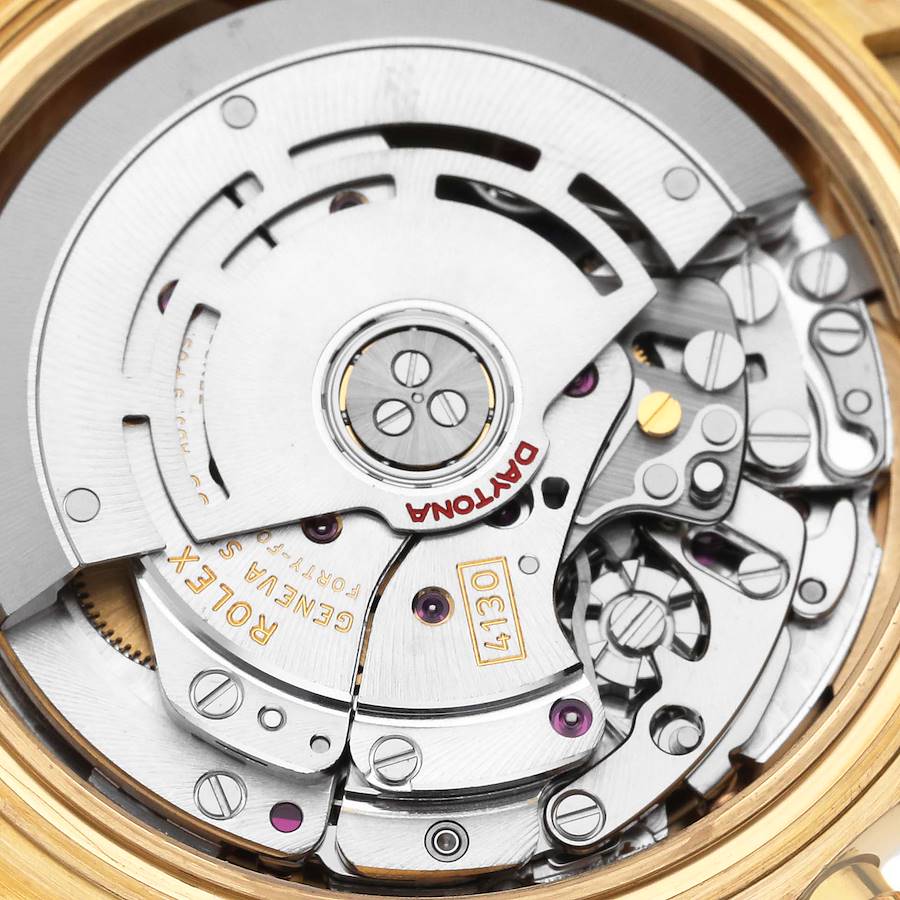 Neue Replica Herrenuhr: Rolex Daytona, Gelbgold, weißes Zifferblatt, braun, Armband, 116518 – Bild 6