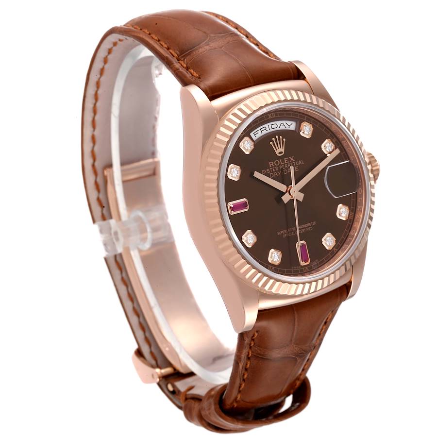 Besonders preiswerte Replica Herrenuhr: Rolex President Day Date, Roségold, Diamanten, Rubin, Zifferblatt, 118135 – Bild 3