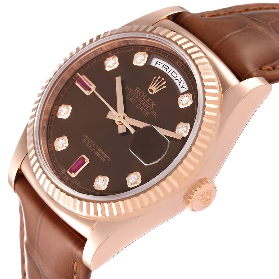 Besonders preiswerte Replica Herrenuhr: Rolex President Day Date, Roségold, Diamanten, Rubin, Zifferblatt, 118135 – Bild 5